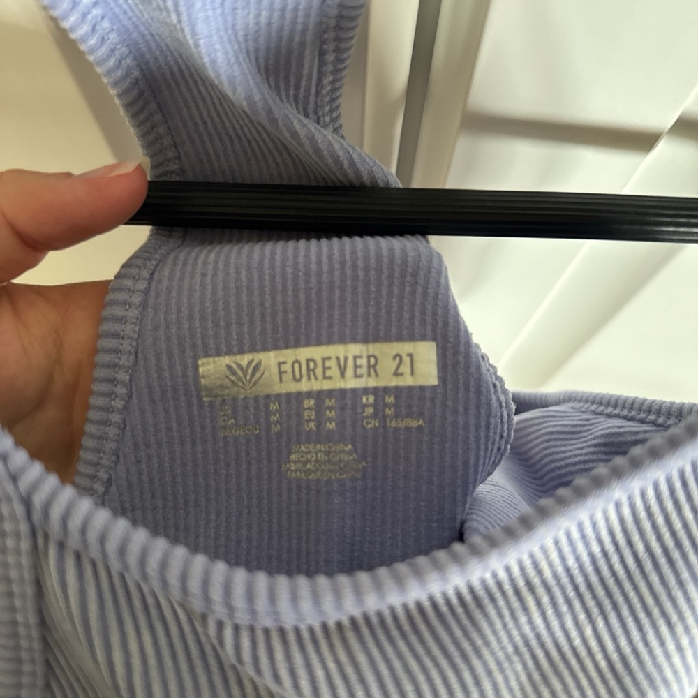Blue Ribbed Women's Top - Picture 2 of 3